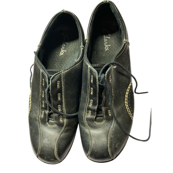 Clarks Viola 84704 Black  Bicycle Toe Lace Up Oxford Flats Comfort Shoes Sz 8.5M - Picture 1 of 3